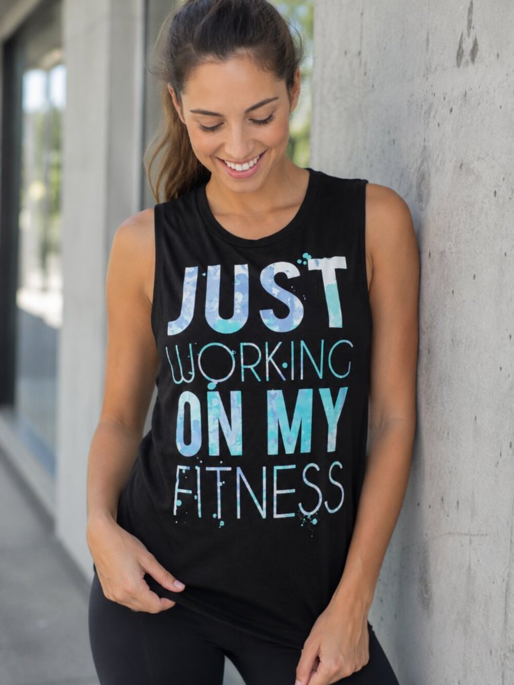 SO Women's Activewear Lightweight Tank Size Small Black With Blue Lettering‎